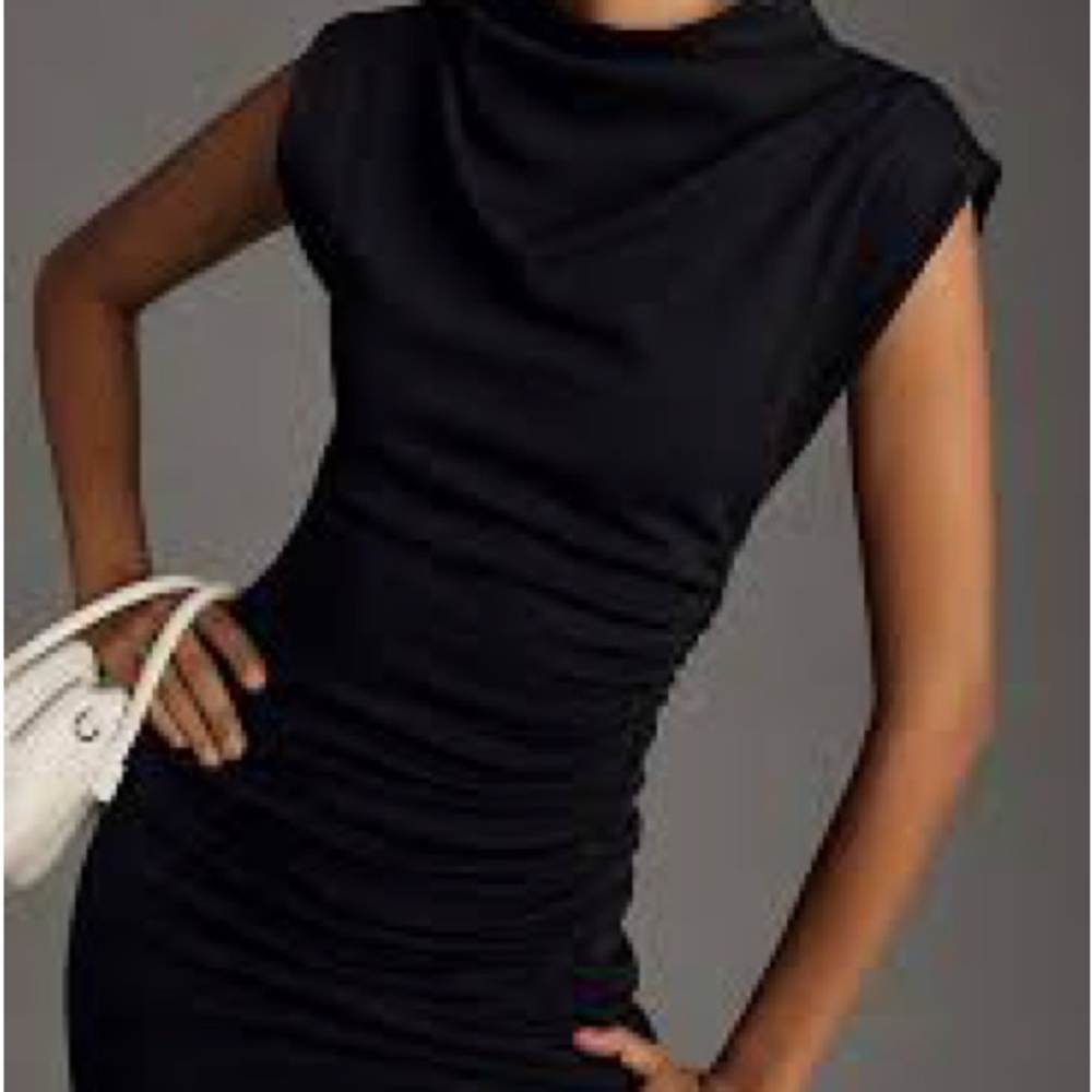 Anthropologie Elegant Black Midi Dress